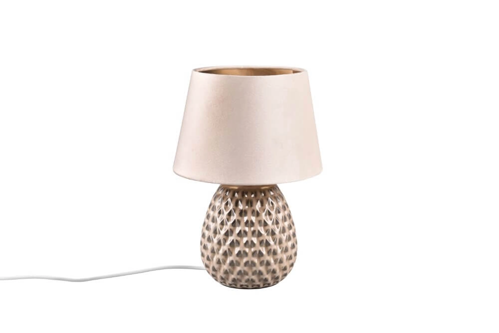 Braune Tischlampe Ariana mit taupefarbenem Farbton M