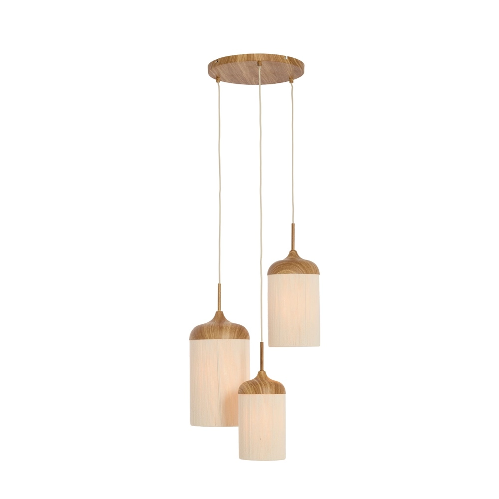 3-Licht Pendellampe Danialo hellbraun mit Seil Light & Living 8717807816728