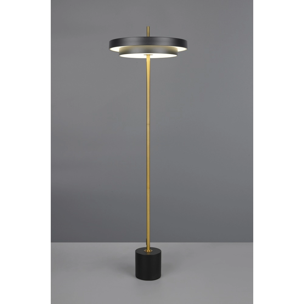 Moderne Stehleuchte Keaton schwarz mit gold Trio 4017807655926