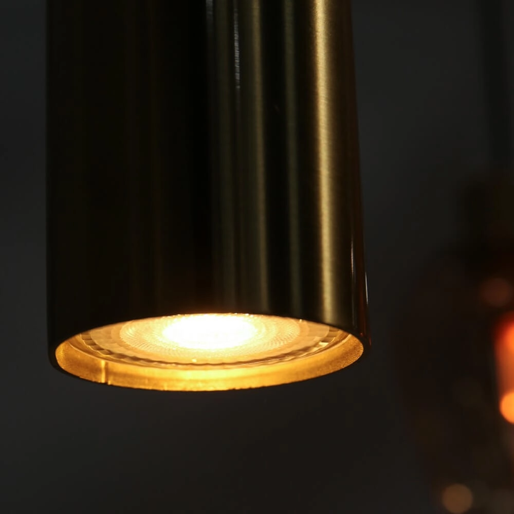 Esstisch-Hängelampe Reflexion Gold mit bernsteinfarbenem Glas Steinhauer 8712746172966