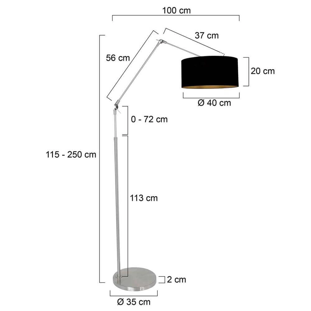Stehlampe Prestige Chic Metall mit schwarzem Schirm Steinhauer 8712746175592