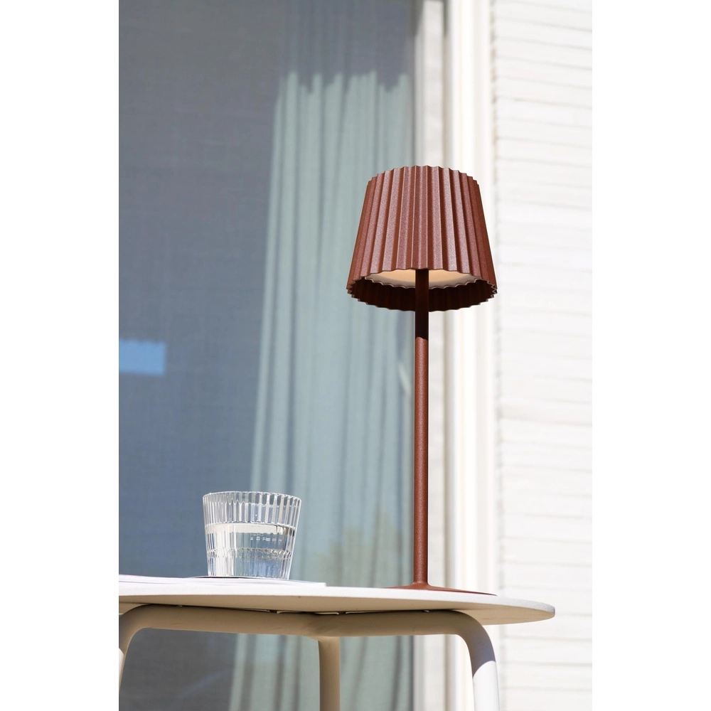 Wiederaufladbare Tischlampe Justine Rostbraun mit Ladestation Lucide 5411212272195