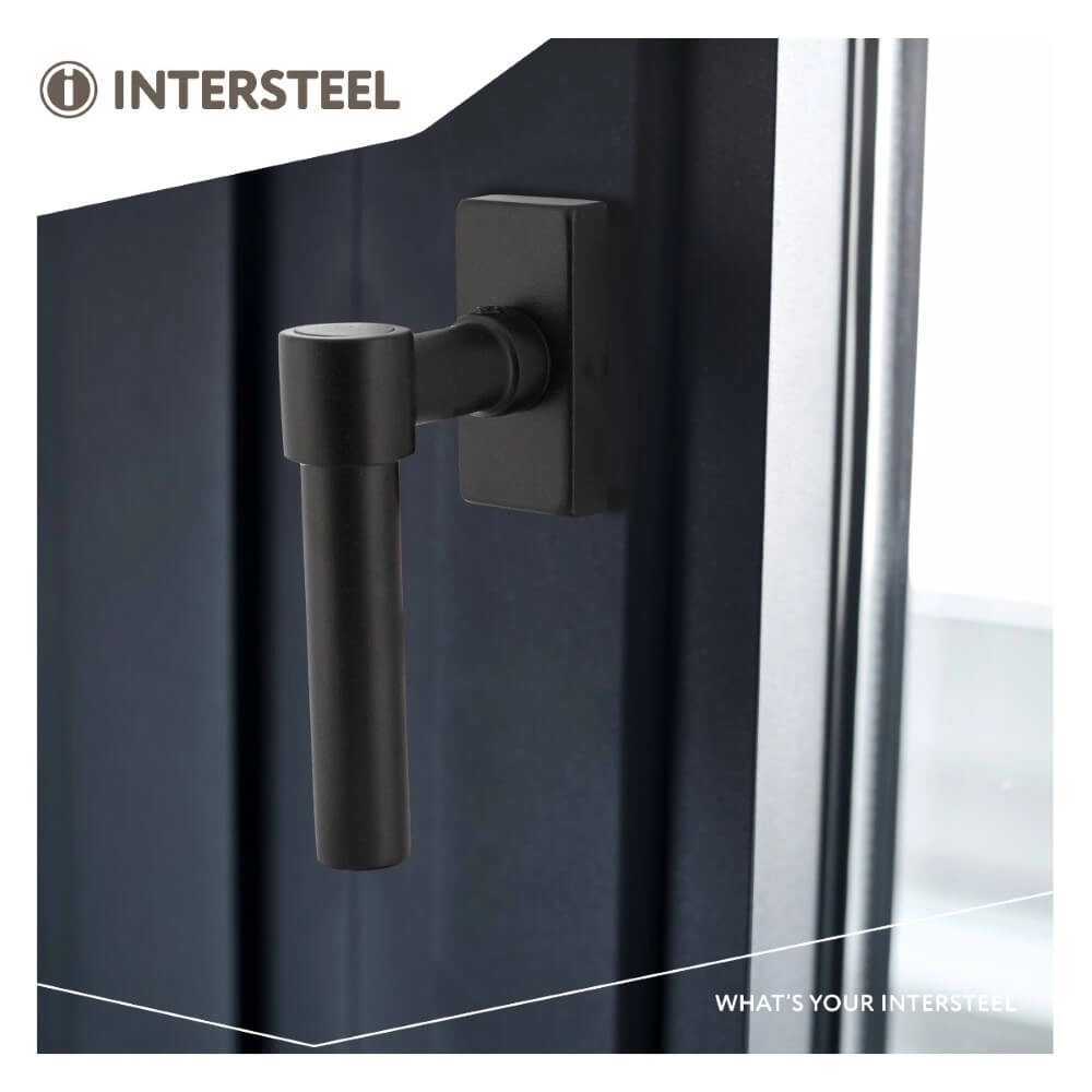 Fenstergriff in L-Form Ventra Rechteckige Rosette schwarz Intersteel 8714186562215