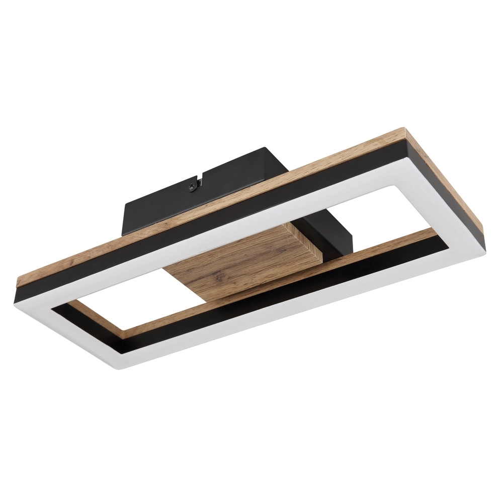 Deckenlampe Beatrix Rechteck schwarz mit Holz Globo 9007371454402