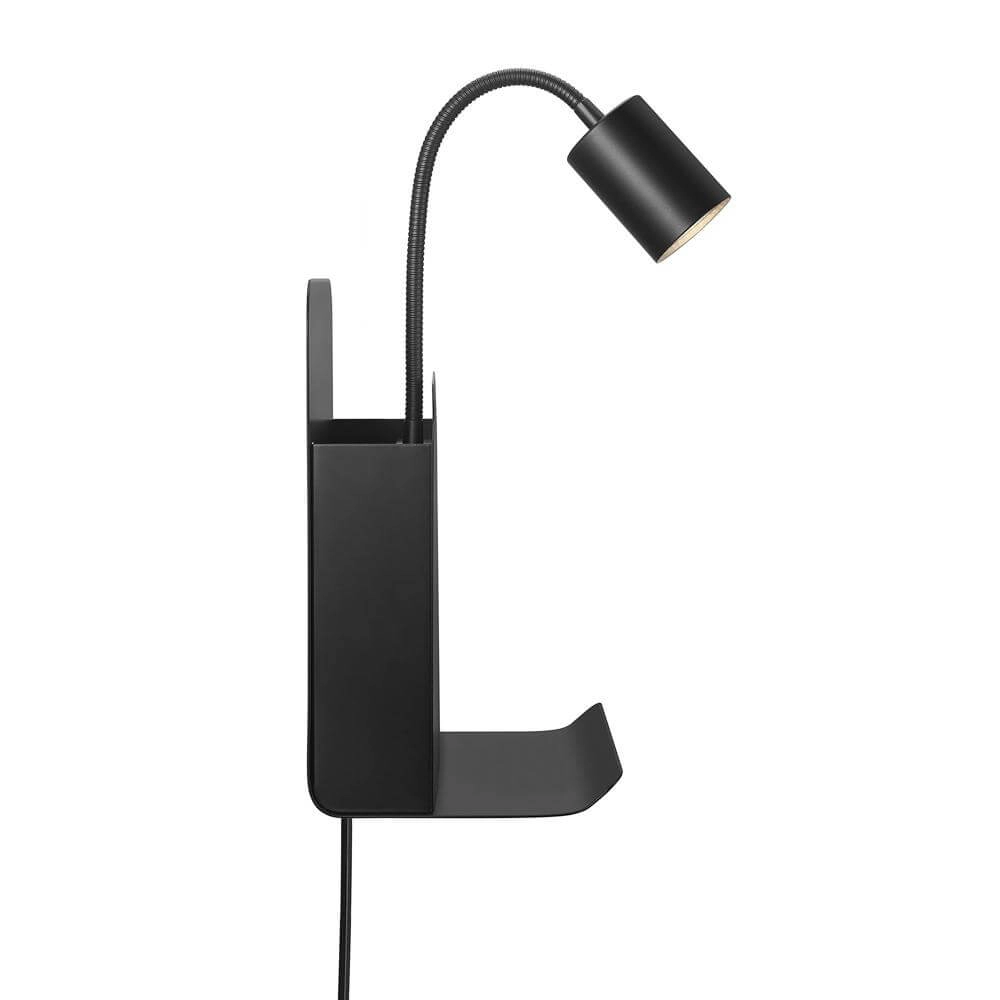 Schwarze Wandleuchte Roomi mit USB-Anschluss Nordlux 5704924005664