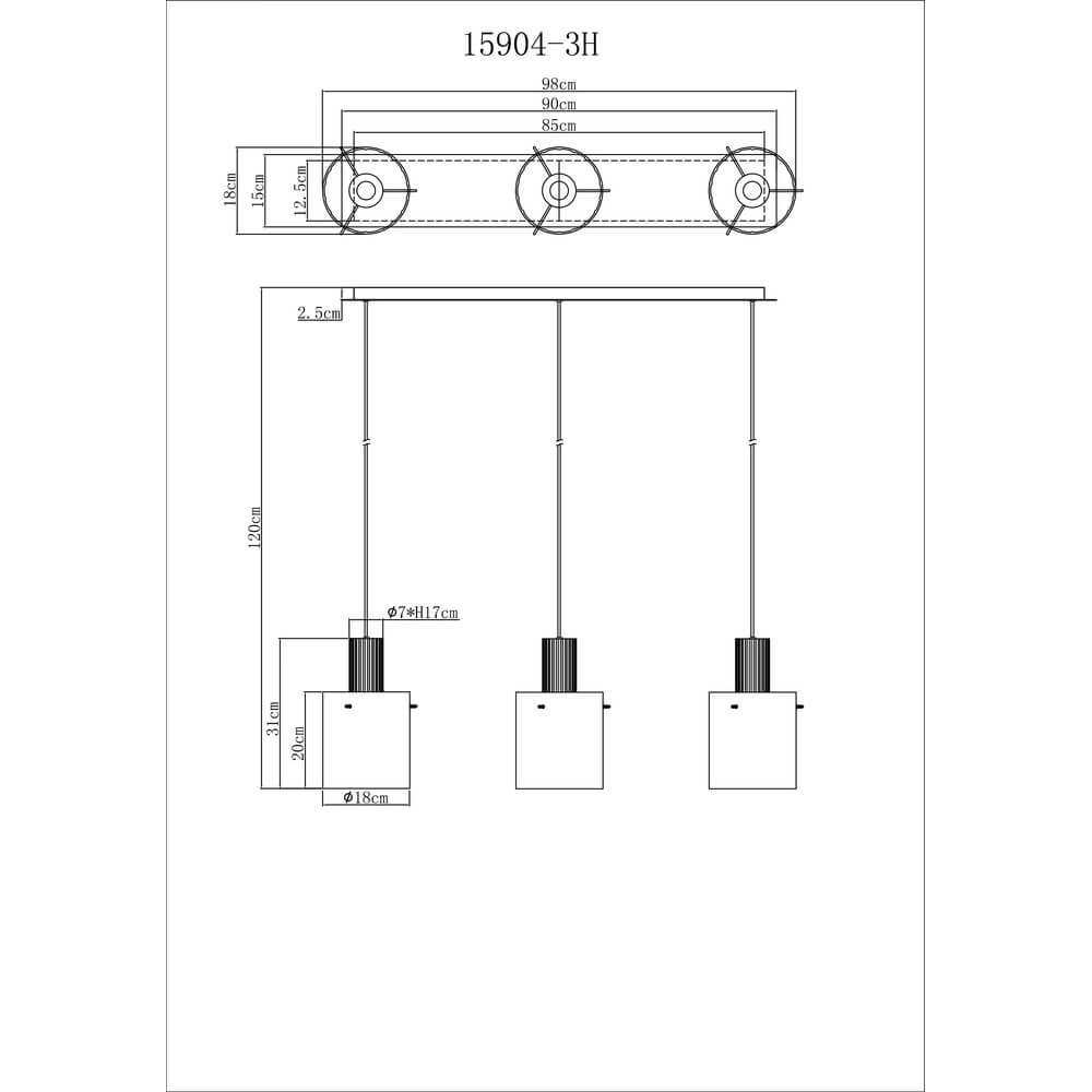 3-flammige Pendelleuchte Tulivar Design Rauchglas Globo 9007371459650