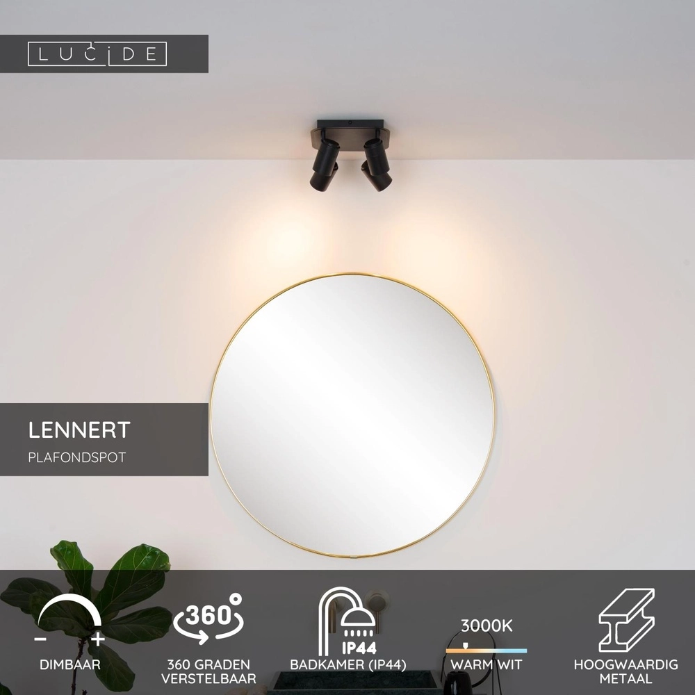 Deckenscheinwerfer Lennert 4-Licht Schwarz Lucide 5411212262707