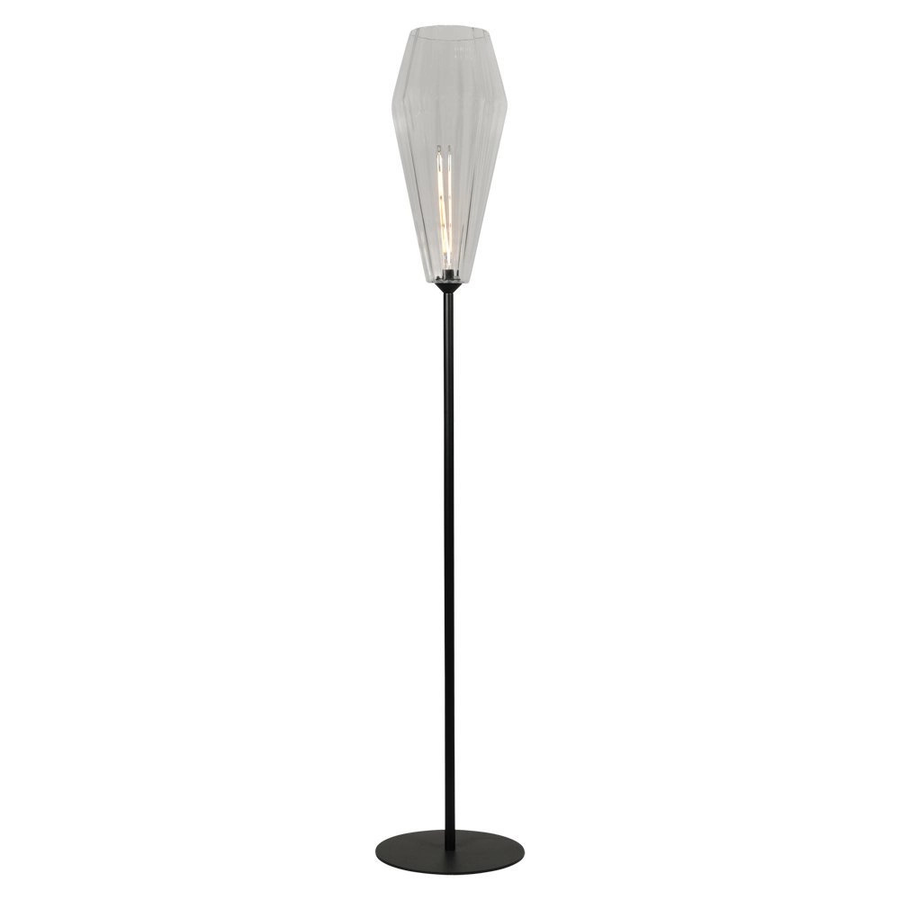 Schwarze Stehlampe Diamond 190 cm mit klarem Glas