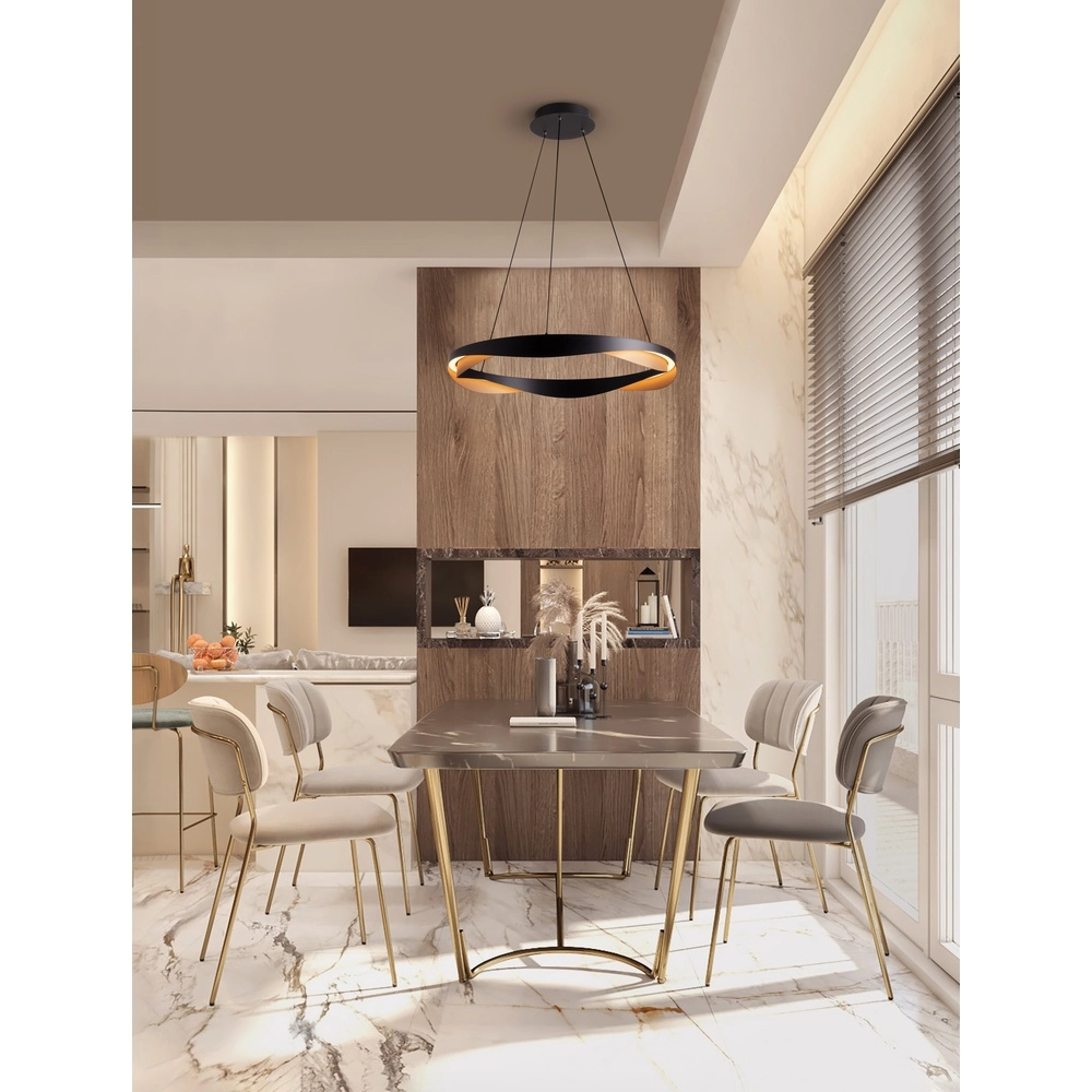 Pendelleuchte Radon Ø 65cm schwarz mit gold Lyora 5212017452504