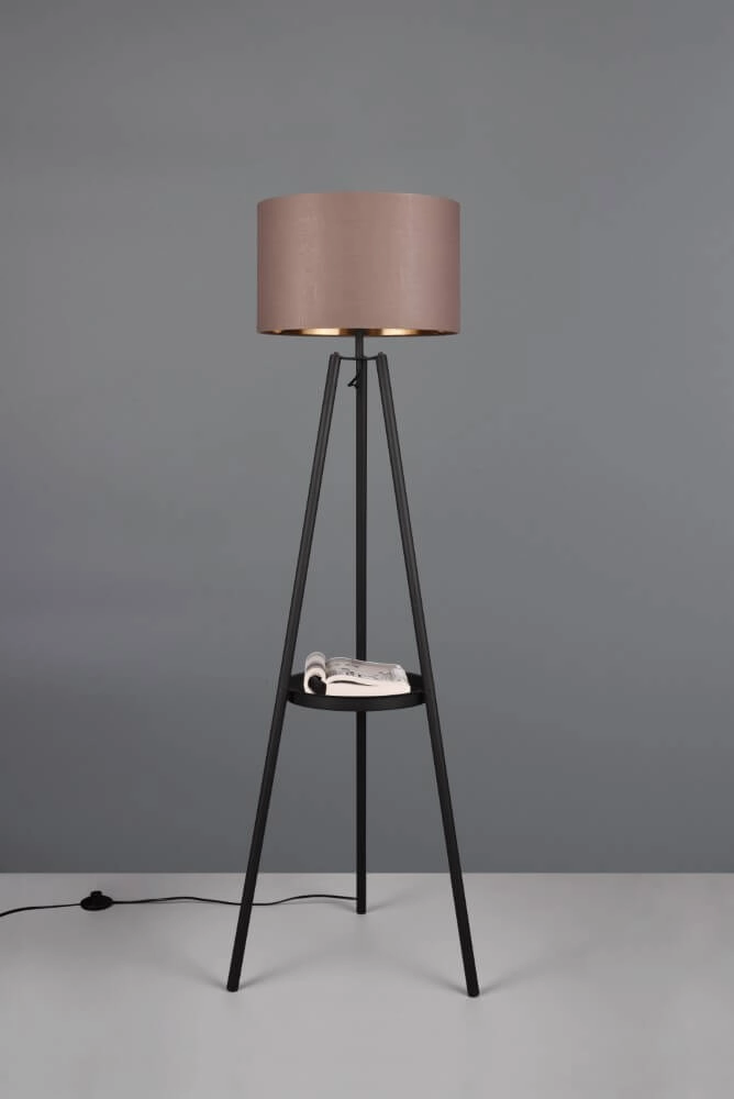 Stehende Stehlampe Colette schwarz mit taupefarbenem Farbton Trio 4017807574548