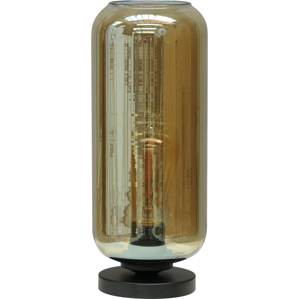 Tischlampe Quinto Smoke mit rauchfarbenem Zylinderglas Masterlight 8718121216553