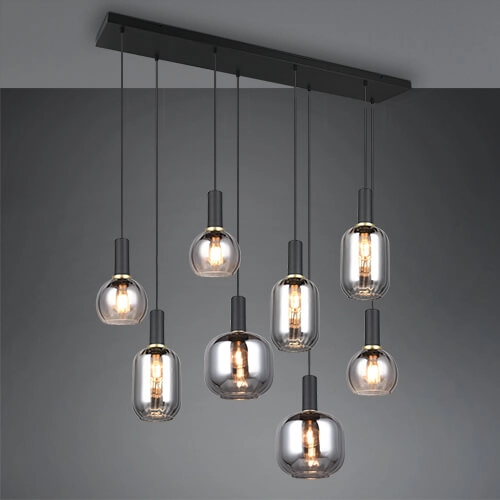 Hängelampe für das Esszimmer Diva 8-flammig – Rauchglas