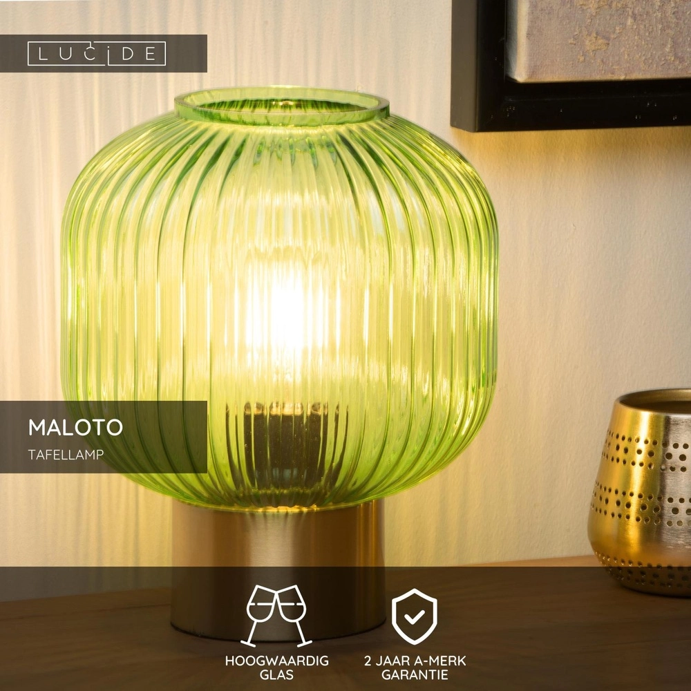 Tischlampe Maloto Ø 20cm grün Lucide 5411212451248