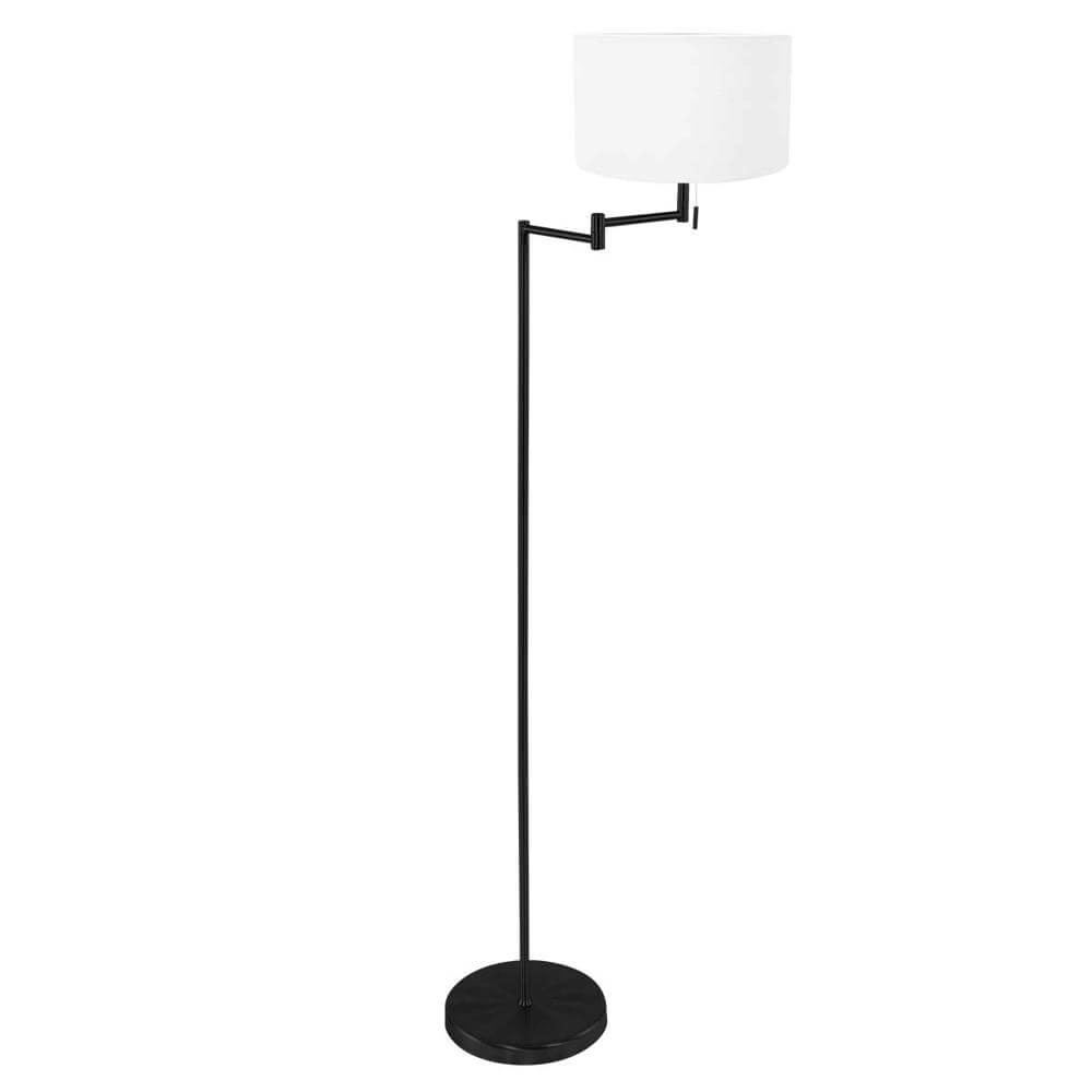 Stehlampe Bella schwarz mit weißer Kapuze