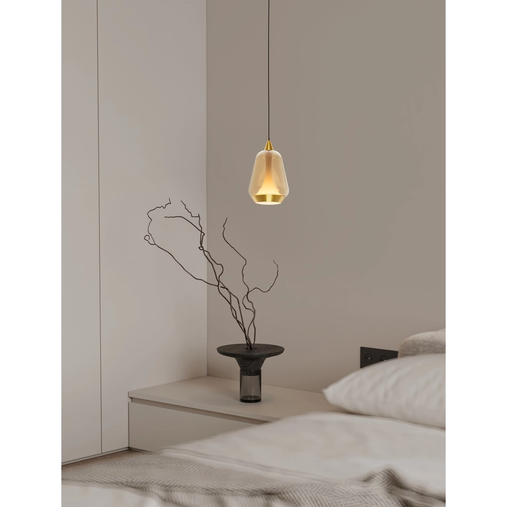 Design-Pendelleuchte Alish 1-flammiges Braunglas Lyora 5212017477699
