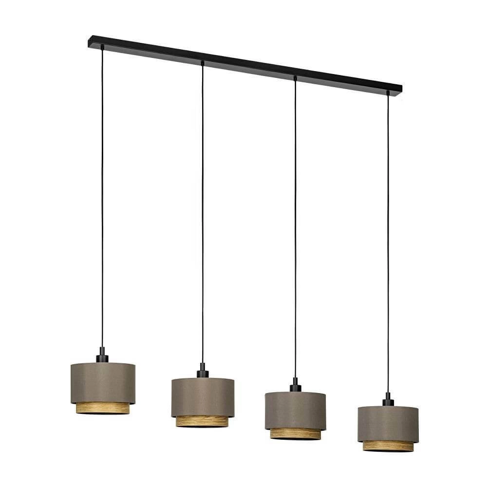 Hängelampe mit 4 Leuchten Marchena Cappuccino mit Holz