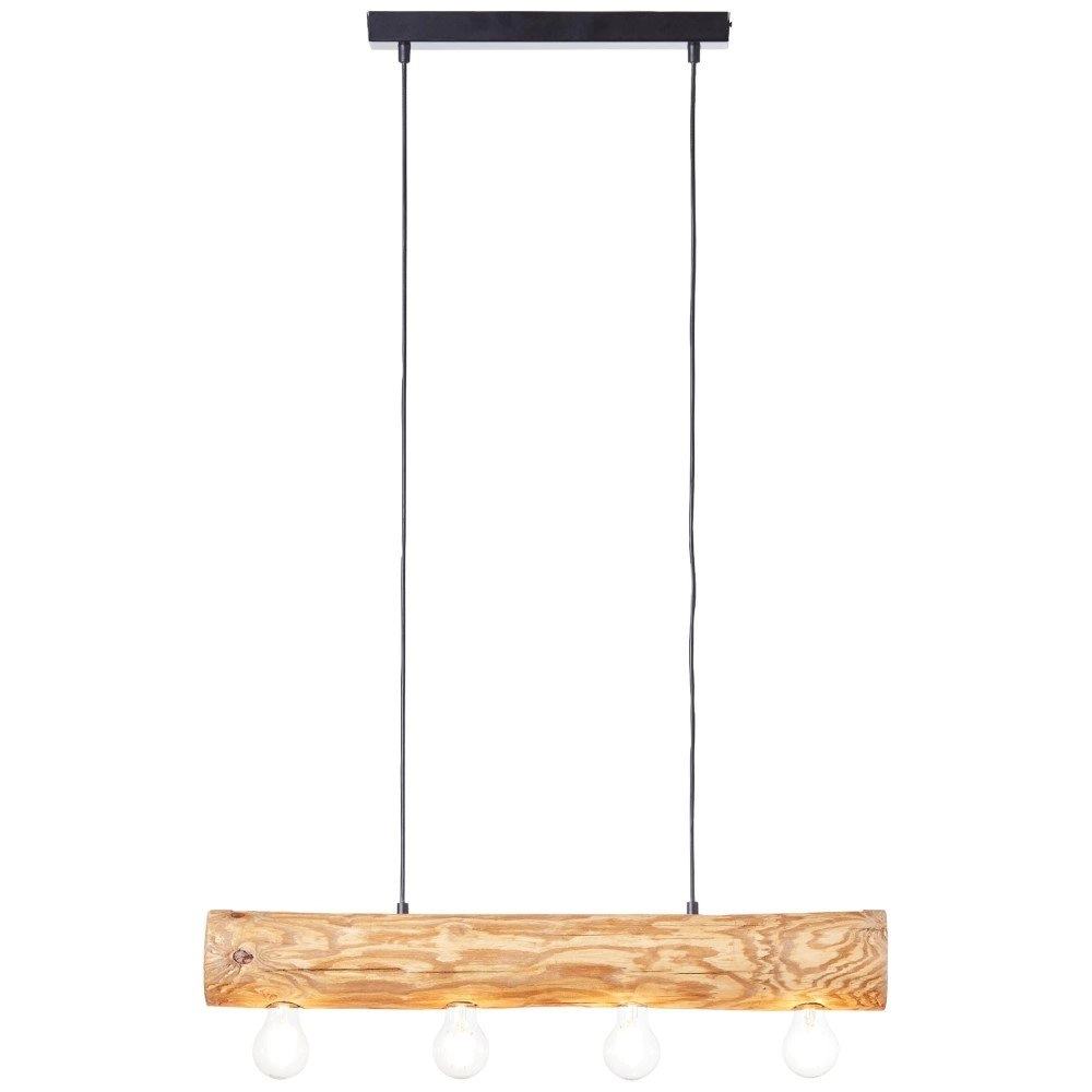 Hängelampe aus Holz Trabo 4-helles Holz mit Schwarz