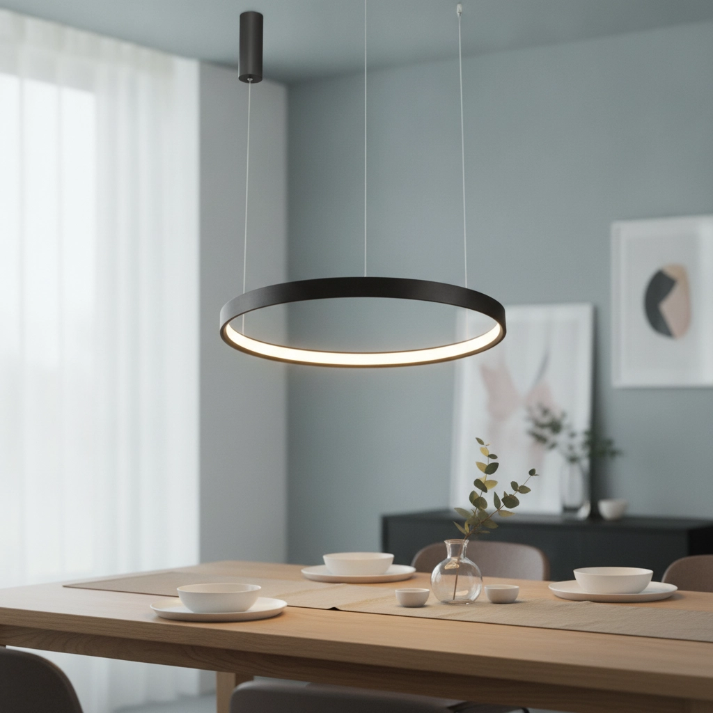 Schlanke Pendelleuchte Perrine Ø 60cm kaffeebraun