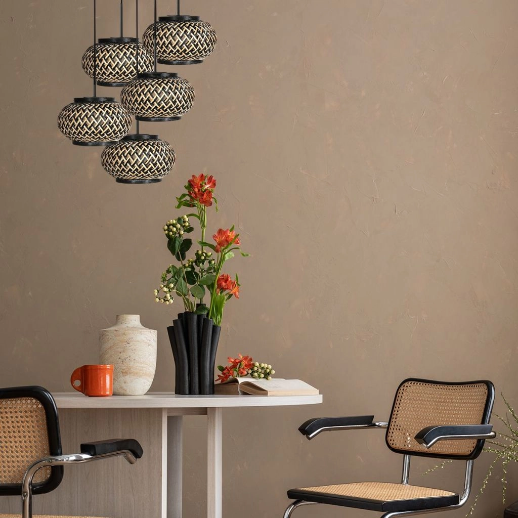 5-Licht Pendellampe Nox Light mit Bambusmützen Steinhauer 8712746183177