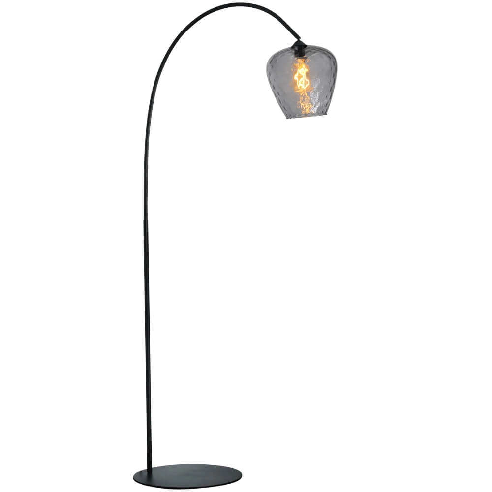 Bogenlampe Porto Diamantrauchglas – Ø 21 cm