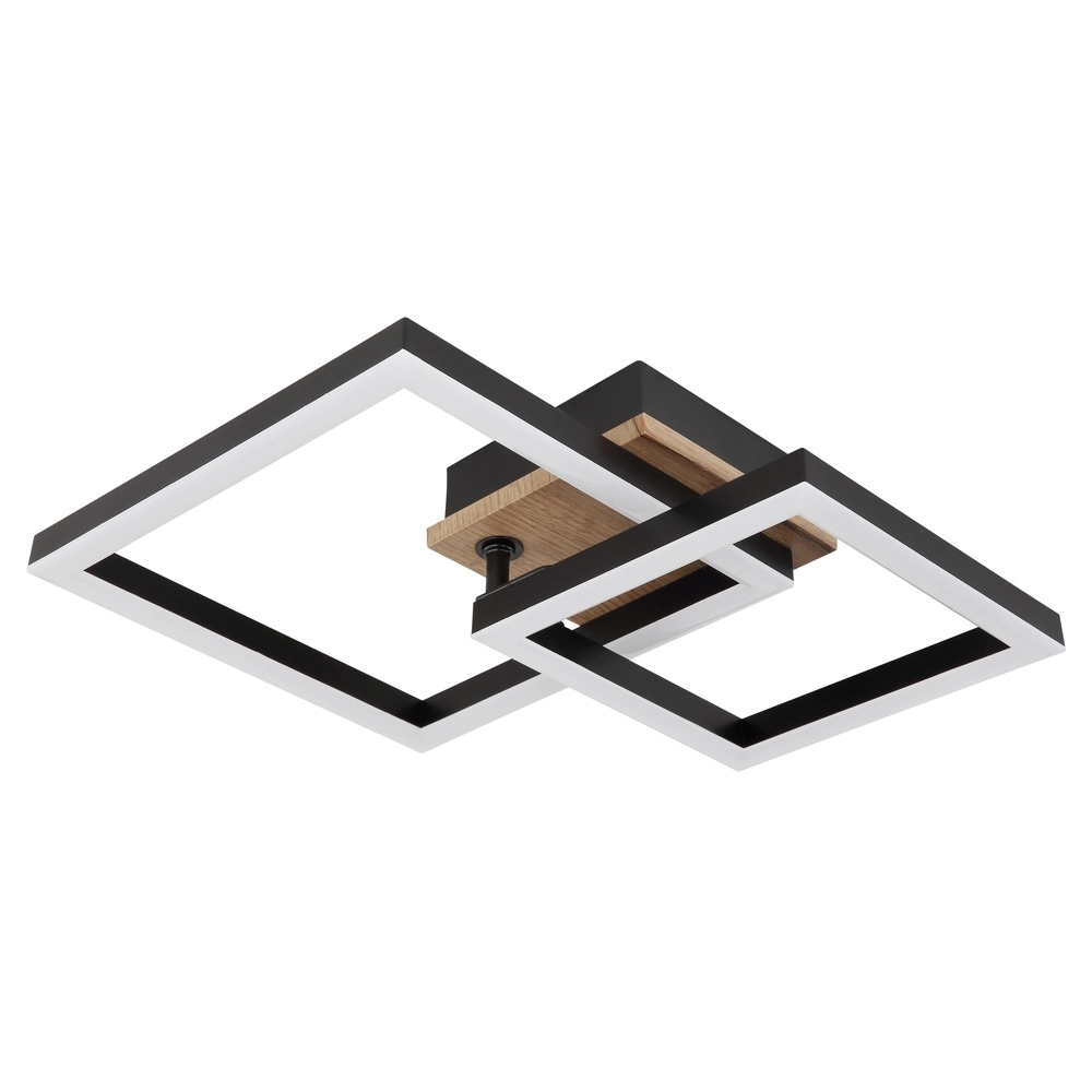 Deckenlampe Bard Schwarz mit Holz Globo 9007371455188