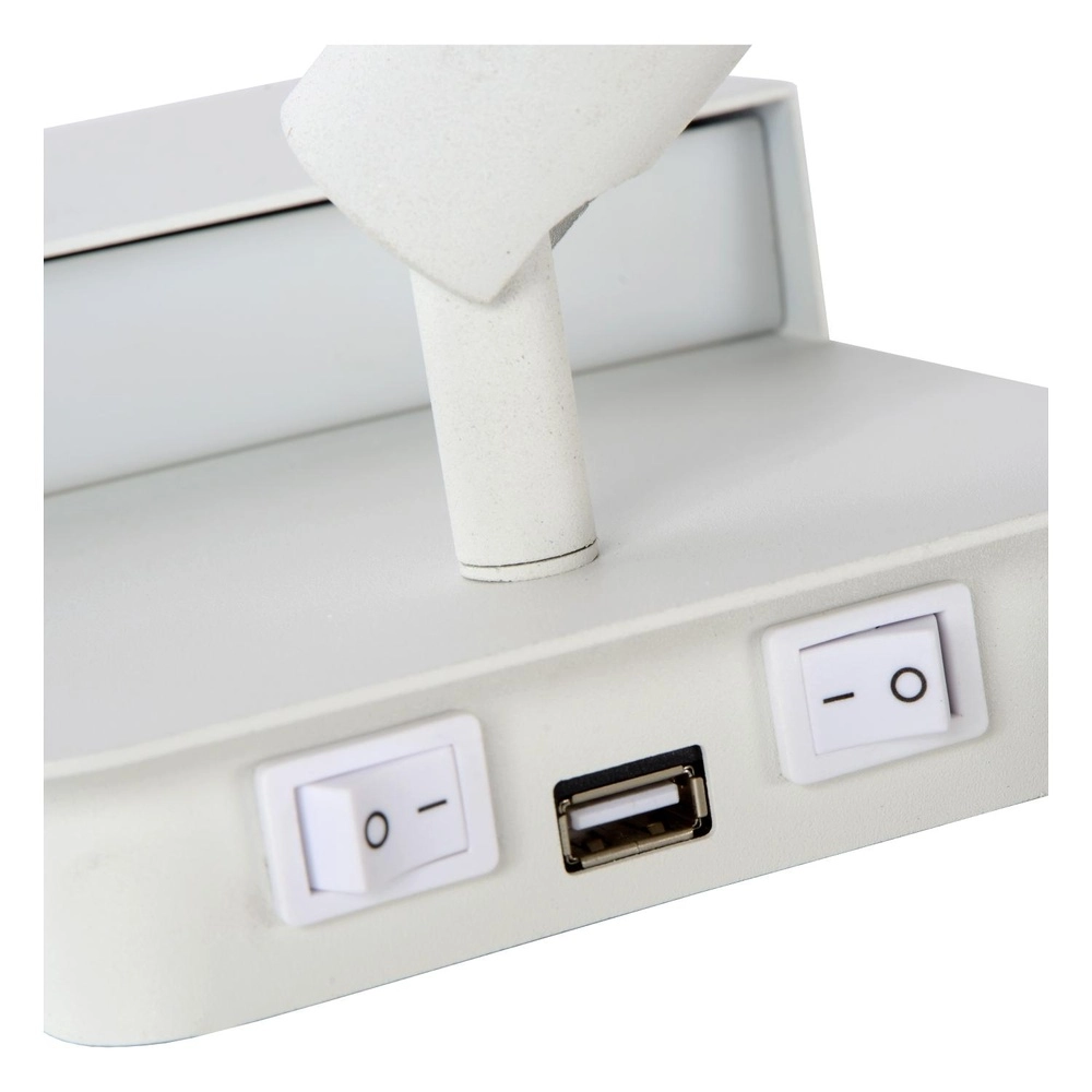 Nachttischlampe Boxer Weiß mit USB-Ladepunkt Lucide 5411212791542