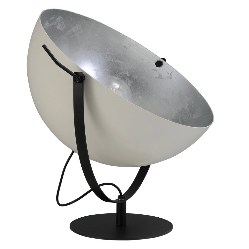 Tischlampe Industria Uplighter 50 cm weiß mit altem silber