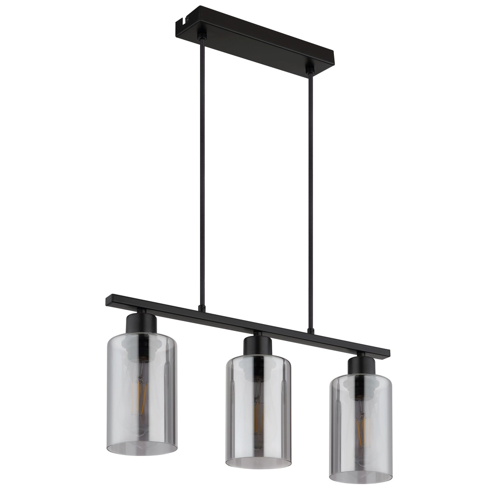 Pendellampe Hadera 3-Licht Schwarz mit Rauchglas Globo 9007371578689
