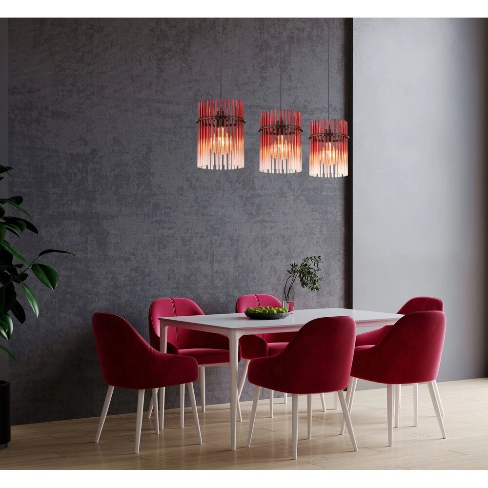 Schwarze Pendelleuchte Gorley mit rotem Glas 3-flammig Globo 9007371465965