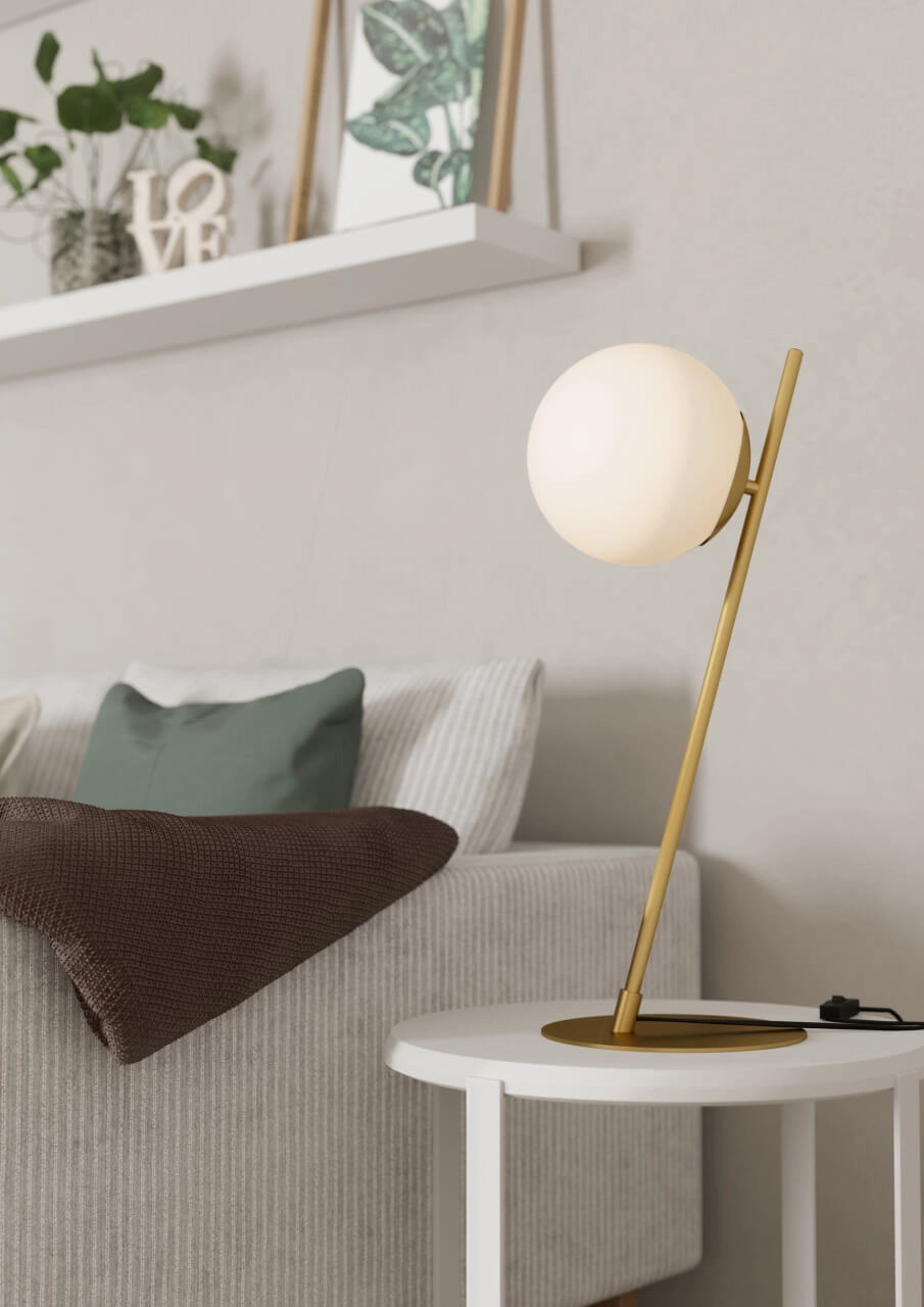 Tischlampe Rondo 4 Gold mit weißer Kugel Eglo 9008606274444