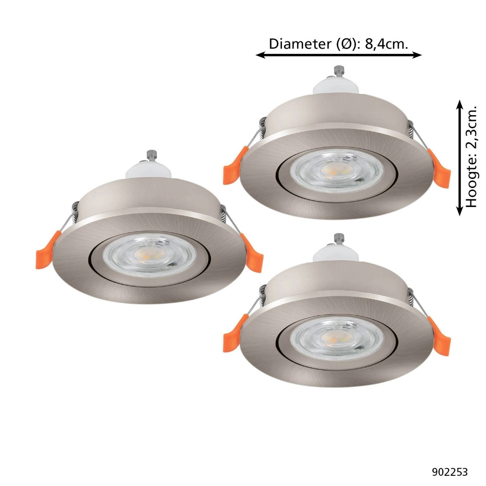 Set mit 3 Einbaustrahlern Barranco nickel Ø 8,4cm IP44 - 4000K Eglo 9008606359325