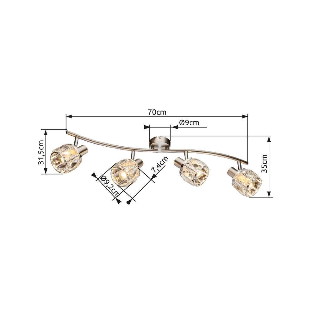 Deckenlampe Kris 4-Light-Nickel Globo 9007371366255