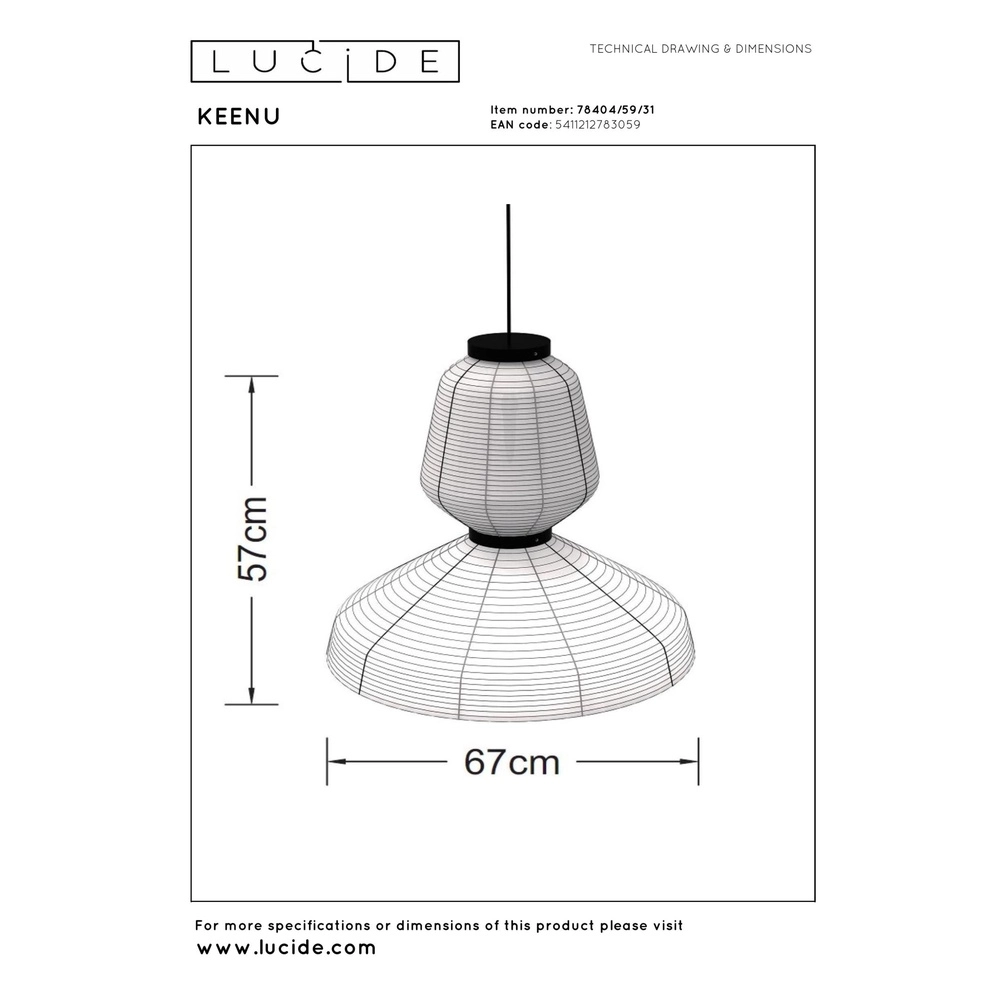 Einzigartige Pendellampe Keenu Weiß Lucide 5411212783059
