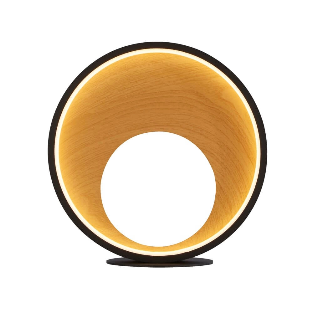 Designer-Tischlampe Curio schwarz mit Holz Searchlight 5053423245225