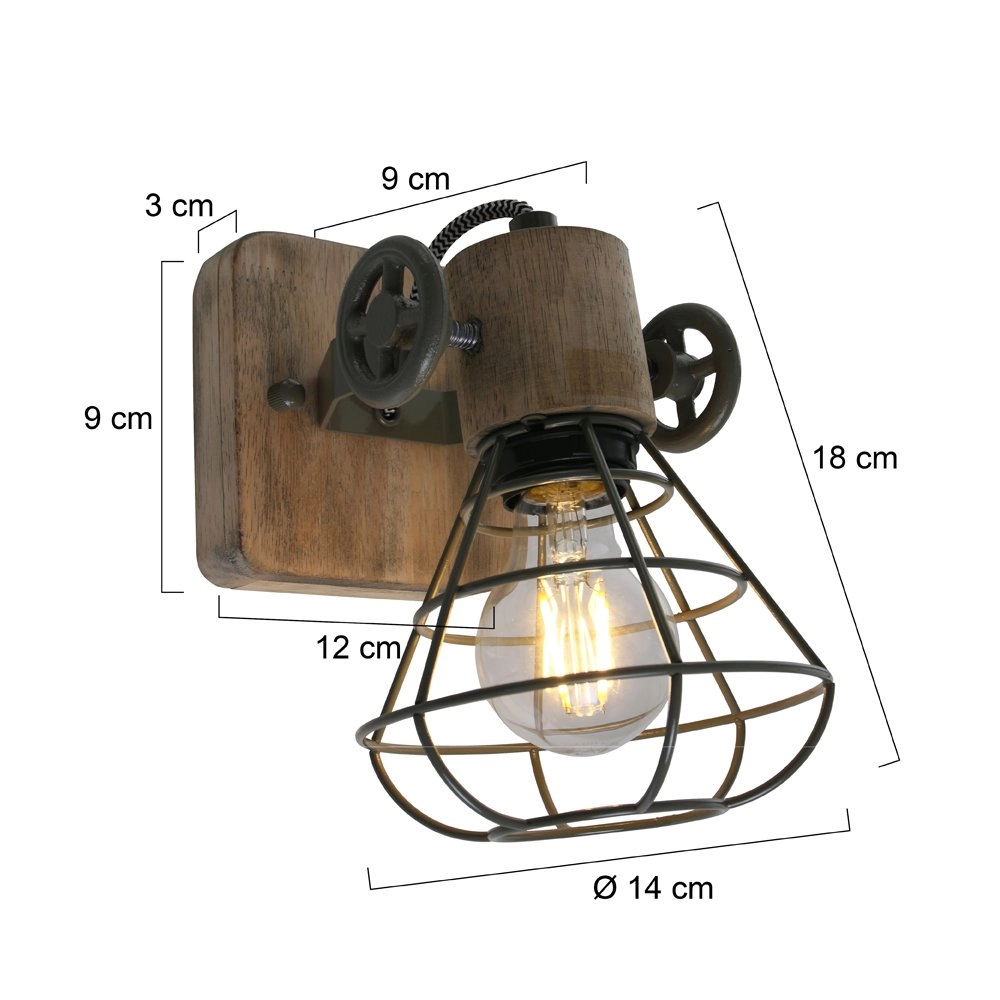 Wandleuchte Geurnesey Dunkelgrün mit holz Steinhauer 8712746123012