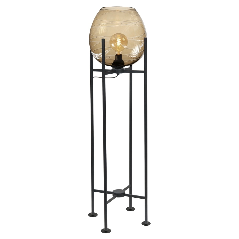 Stehlampe Fantasy schwarz mit Goldglas 101cm