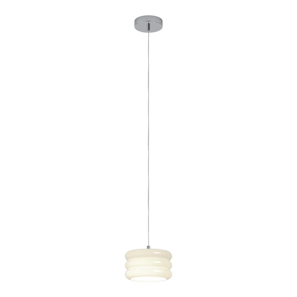 Design-Pendellampe Tortora Chrom mit weißem Ø 20 cm