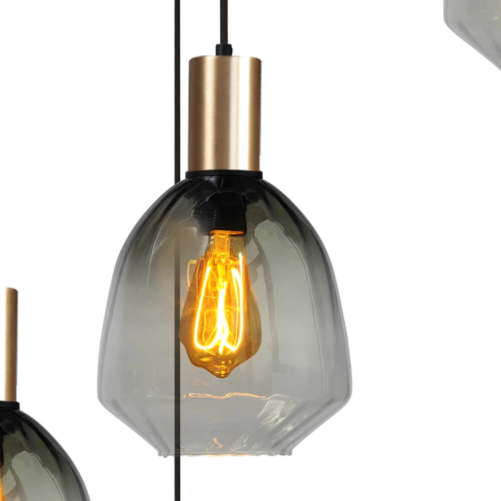 5-flammige Loft-Hängelampe - Gold - Porto mit grüner Nicolette-Brille Masterlight 8718121271200