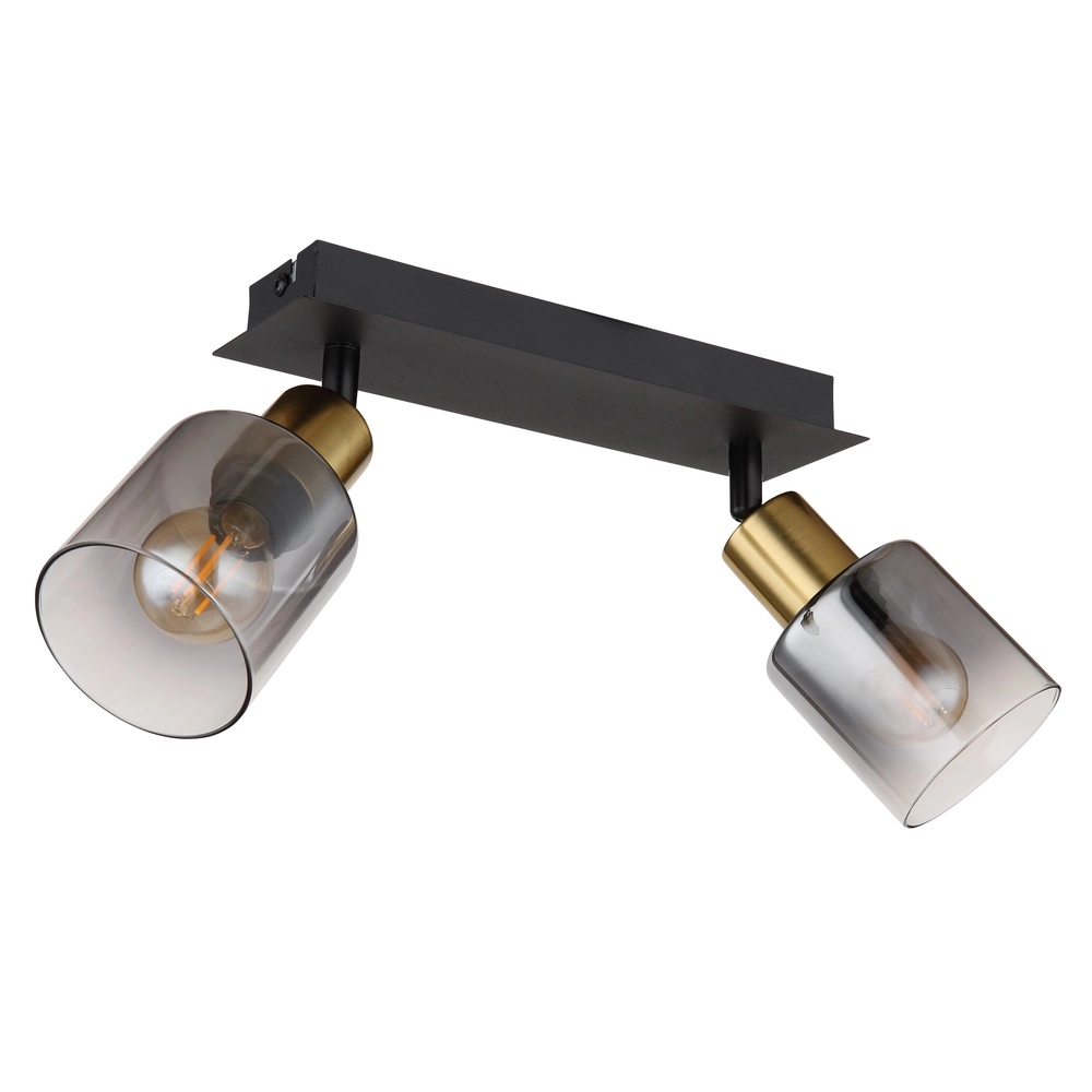 2-Licht Deckenlampe Hollsy Schwarz mit Rauchglas Globo 9007371445851