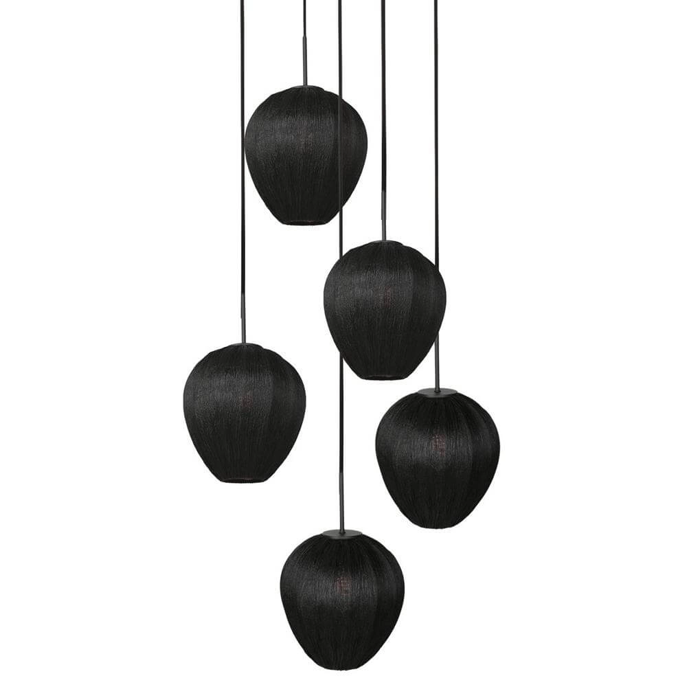 5-flammige Pendelleuchte HaloSwap runde schwarze und schwarze Kappen Steinhauer 8712746179637