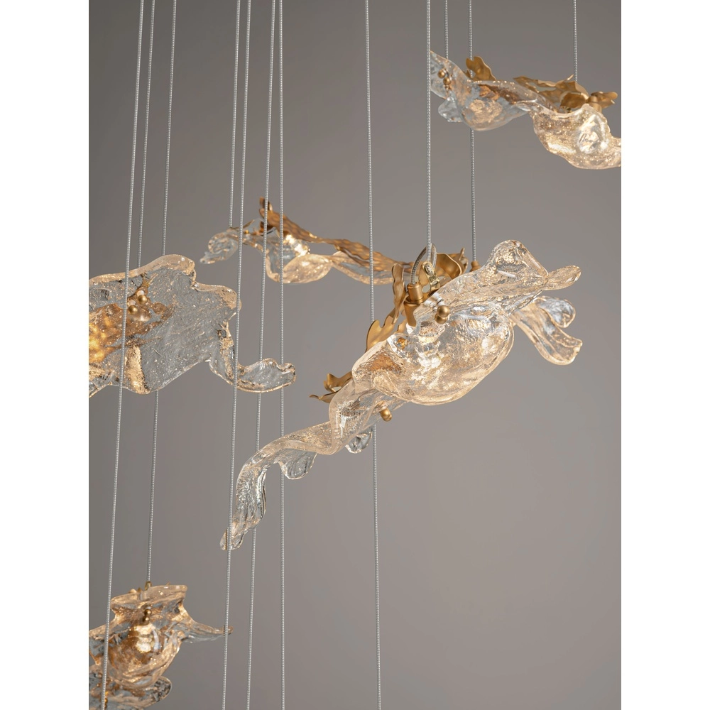 Goldene Pendellampe Avesa mit klarem Glas Ø 100 cm Lyora 5212063500440