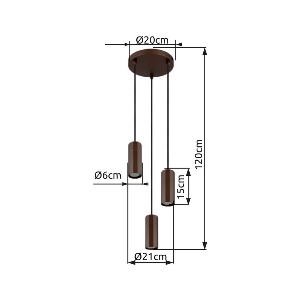 Pendelleuchte aus Bronze James 3-flammig rund Globo 9007371453887