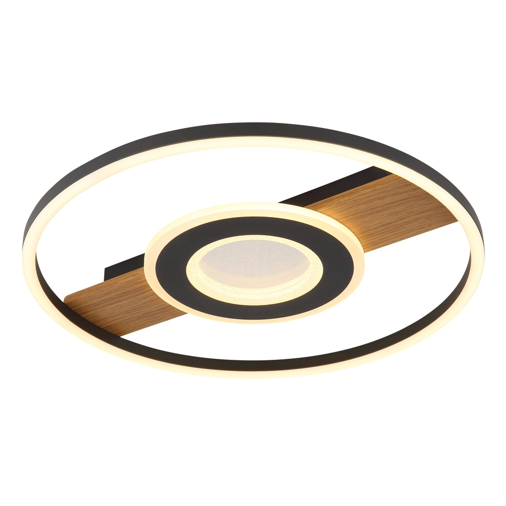 Schwarze Deckenlampe Pikara Design mit Holz