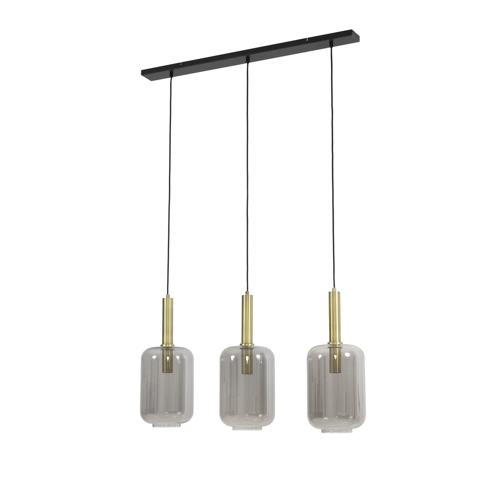 Esstisch-Pendellampe Lekar 3x E27 – Messing mit Rauchglas Light & Living 8717807601454