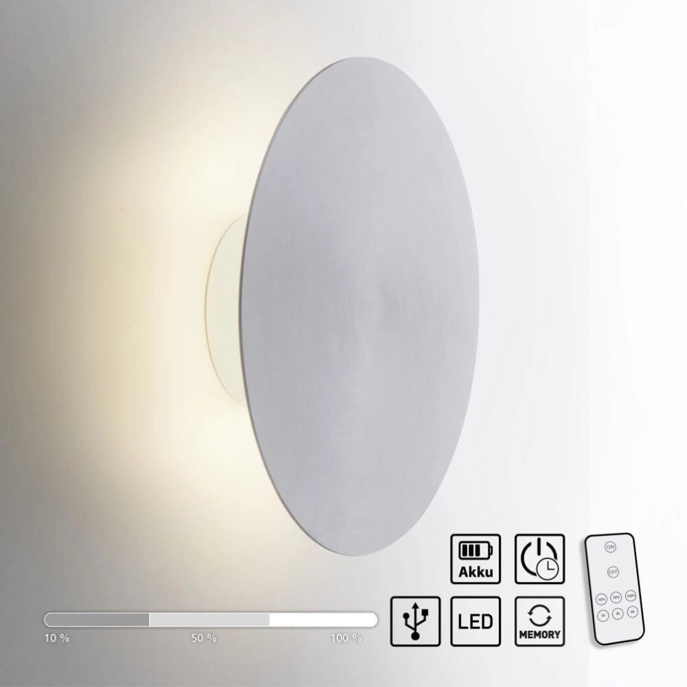 Design-Wandleuchte Akku Puntua Ø 25cm Aluminium Paul Neuhaus 4012248372531