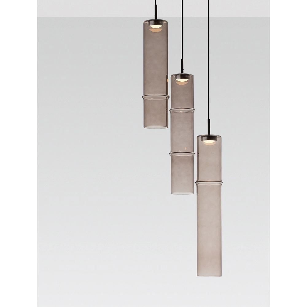 Einzigartige Pendelleuchte Sano 3-flammiges Rauchglas
