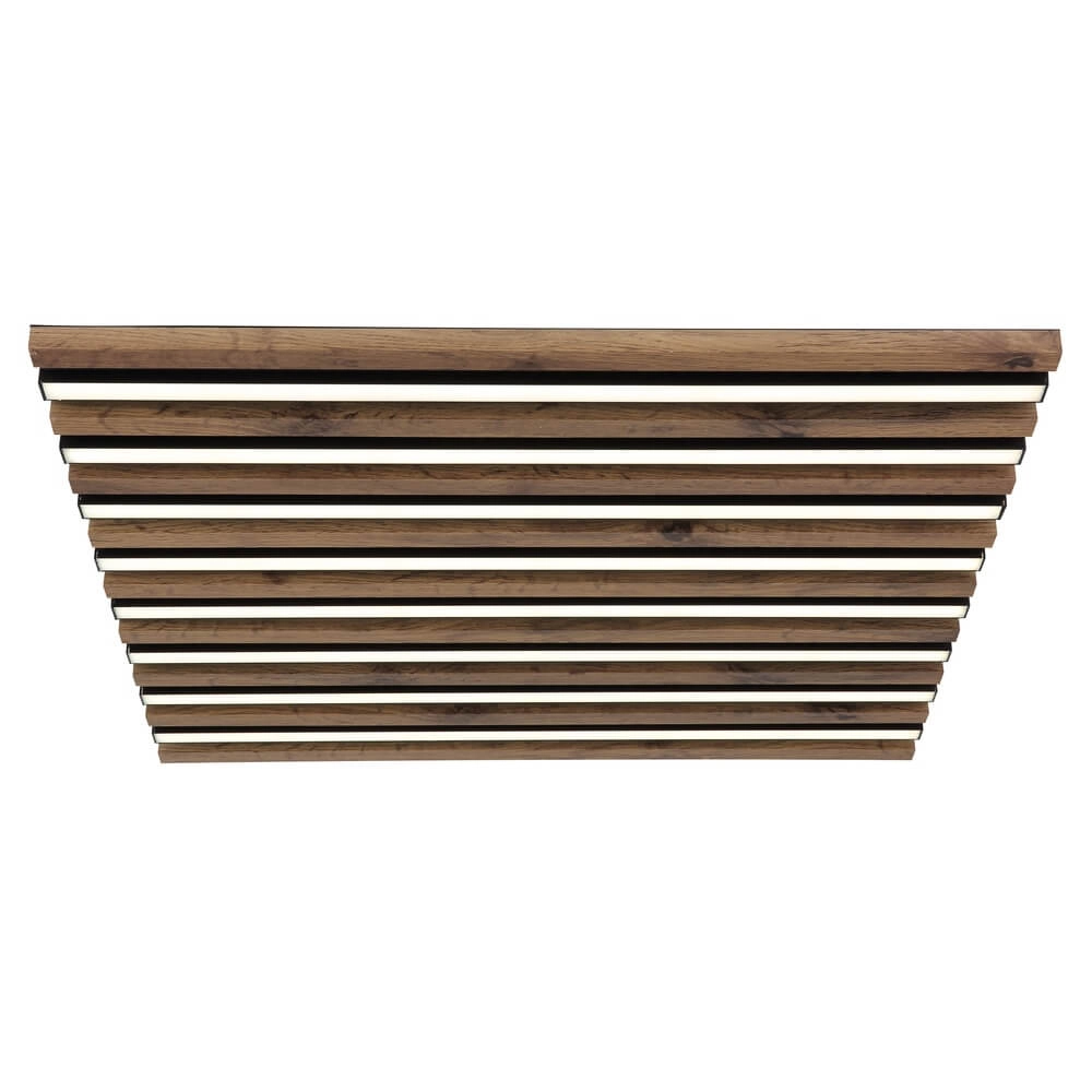 Deckenlampe Hayden schwarz mit Holz quadratisch 60cm Globo 9007371513642
