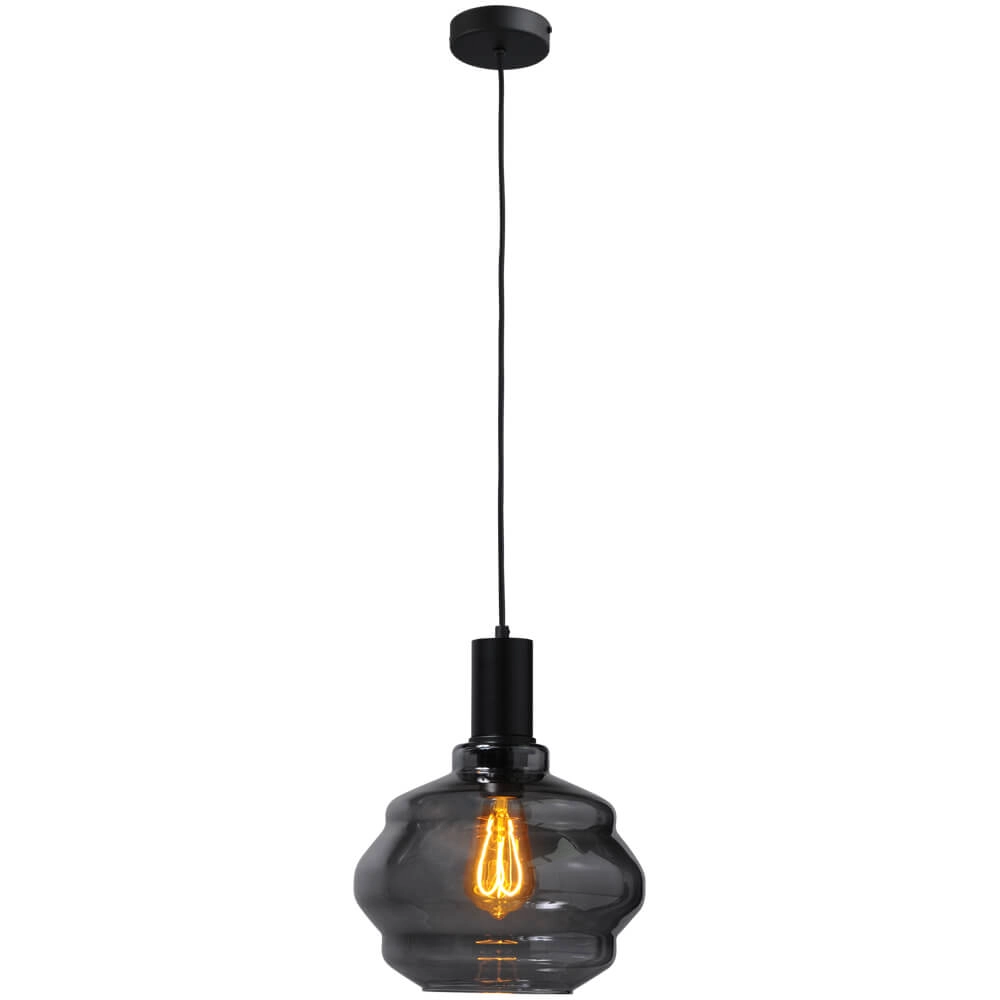 Hängelampe schwarz Porto mit Kugelrauchglas - Ø 24cm Masterlight 8718121269283