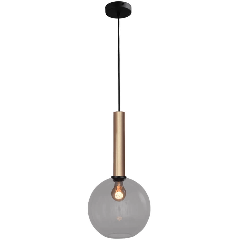 Hängelampe Ø 25cm Bella 2 Messinggold mit Rauchglas