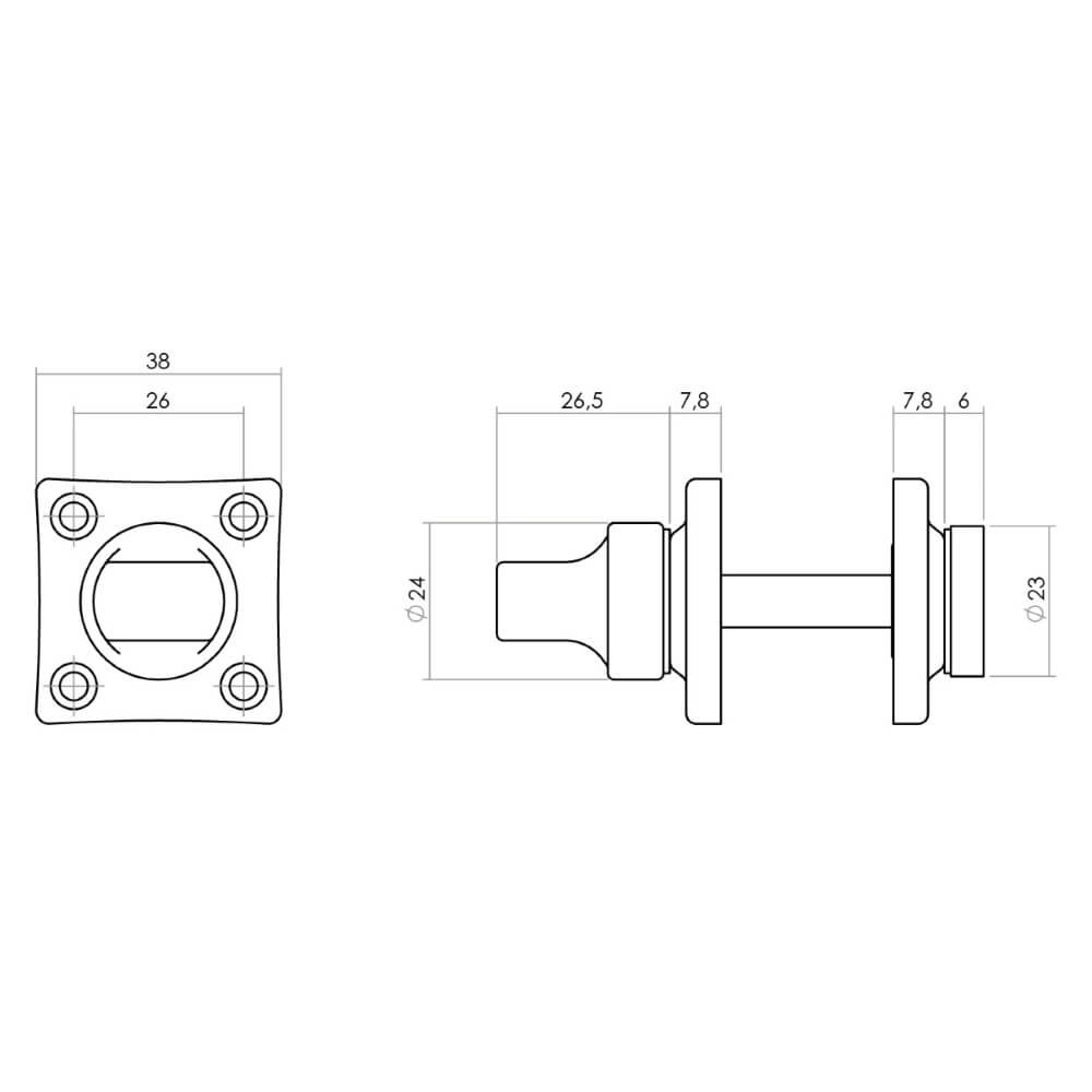 Verschluss der Toilette Tira Schraubenloch Messing getrommelt quadratisch Intersteel 8714186119358